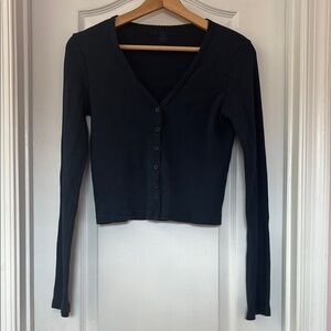 Brandy Melville Black Long Sleeve Crop Top